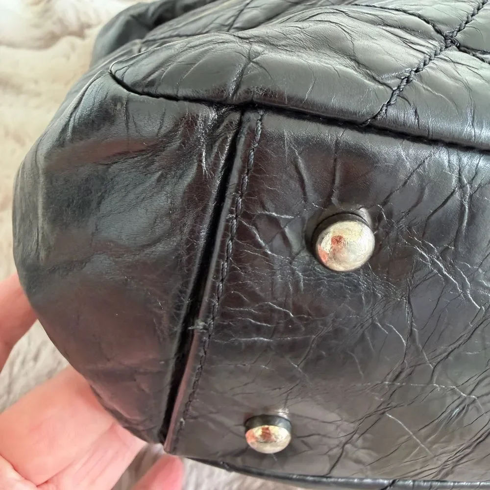 CHANEL Black Quilted Tote with Chain Detail